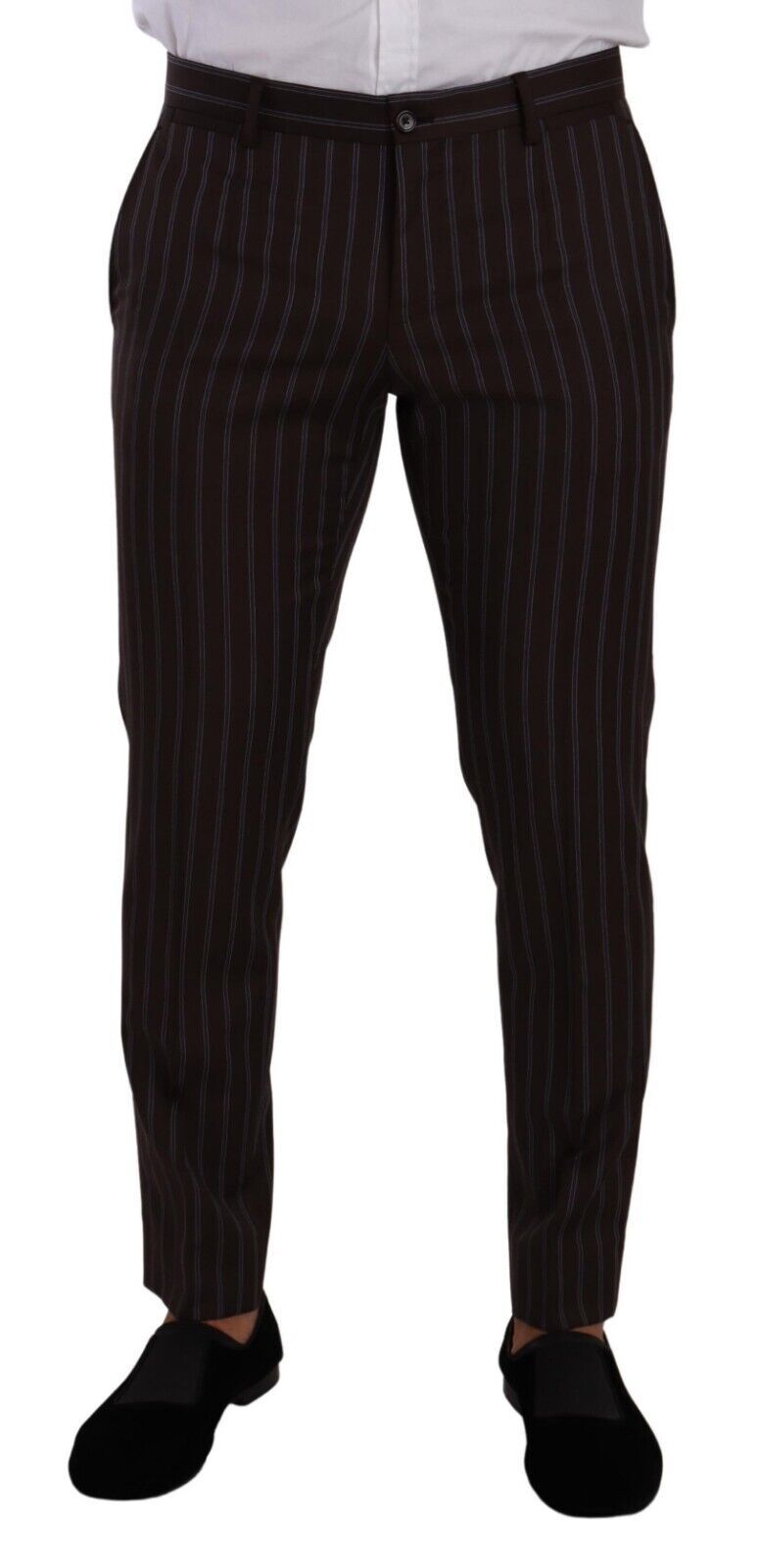 Dolce &amp; Gabbana Elegant Maroon Striped Slim Fit Suit