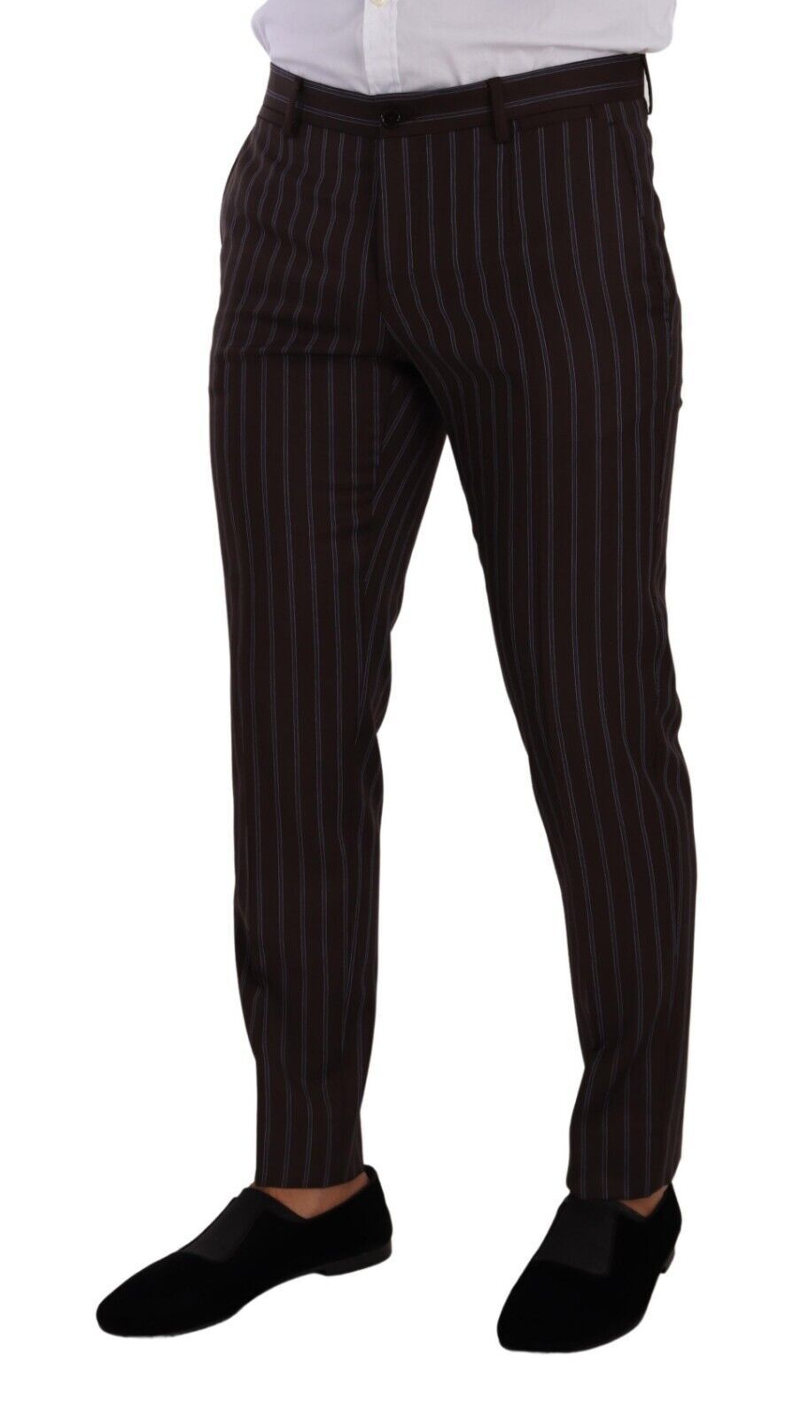 Dolce &amp; Gabbana Elegant Maroon Striped Slim Fit Suit