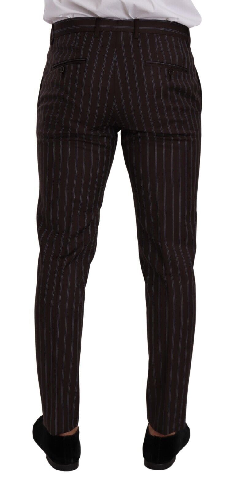 Dolce &amp; Gabbana Elegant Maroon Striped Slim Fit Suit