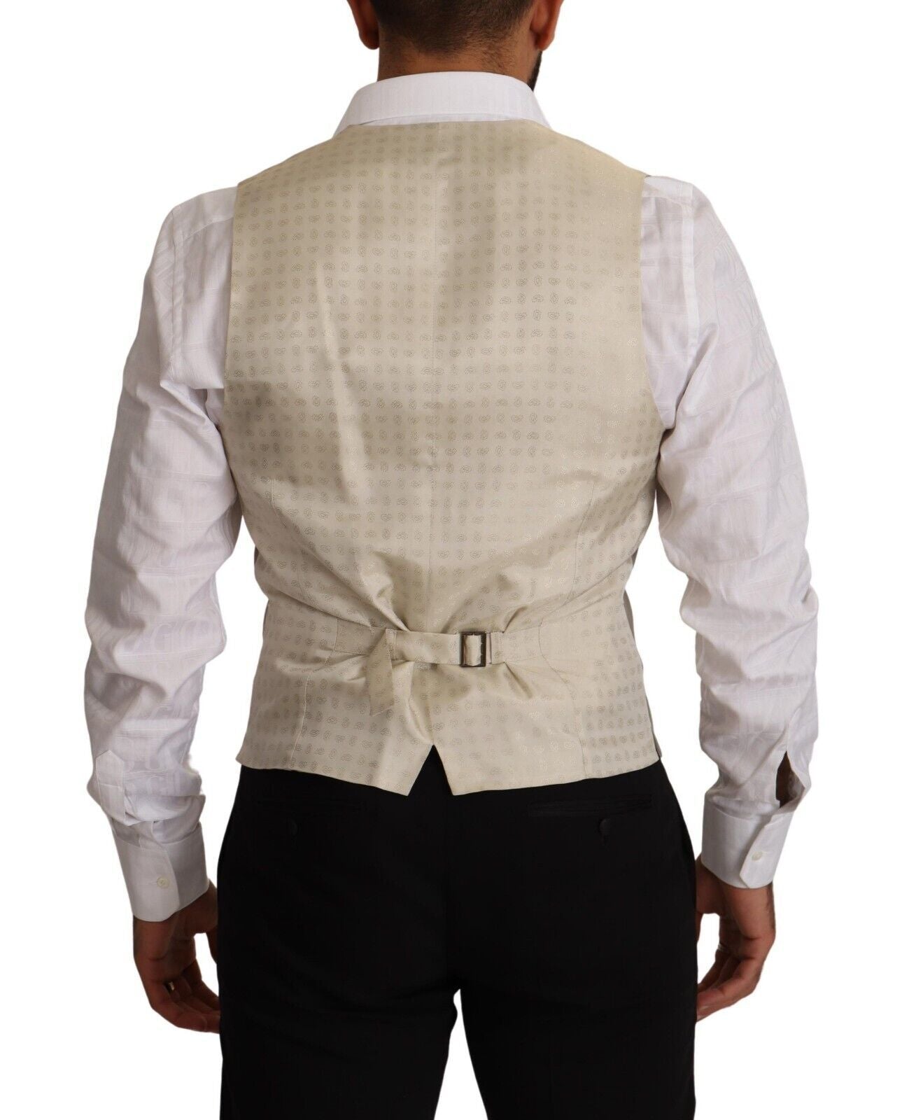 Dolce &amp; Gabbana Elegant Single-Breasted Dress Vest in Beige