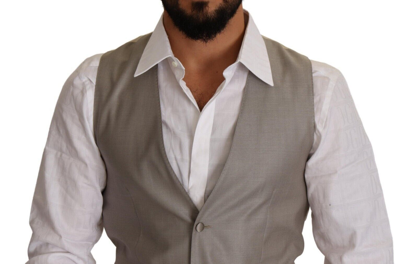 Dolce &amp; Gabbana Elegant Single-Breasted Dress Vest in Beige