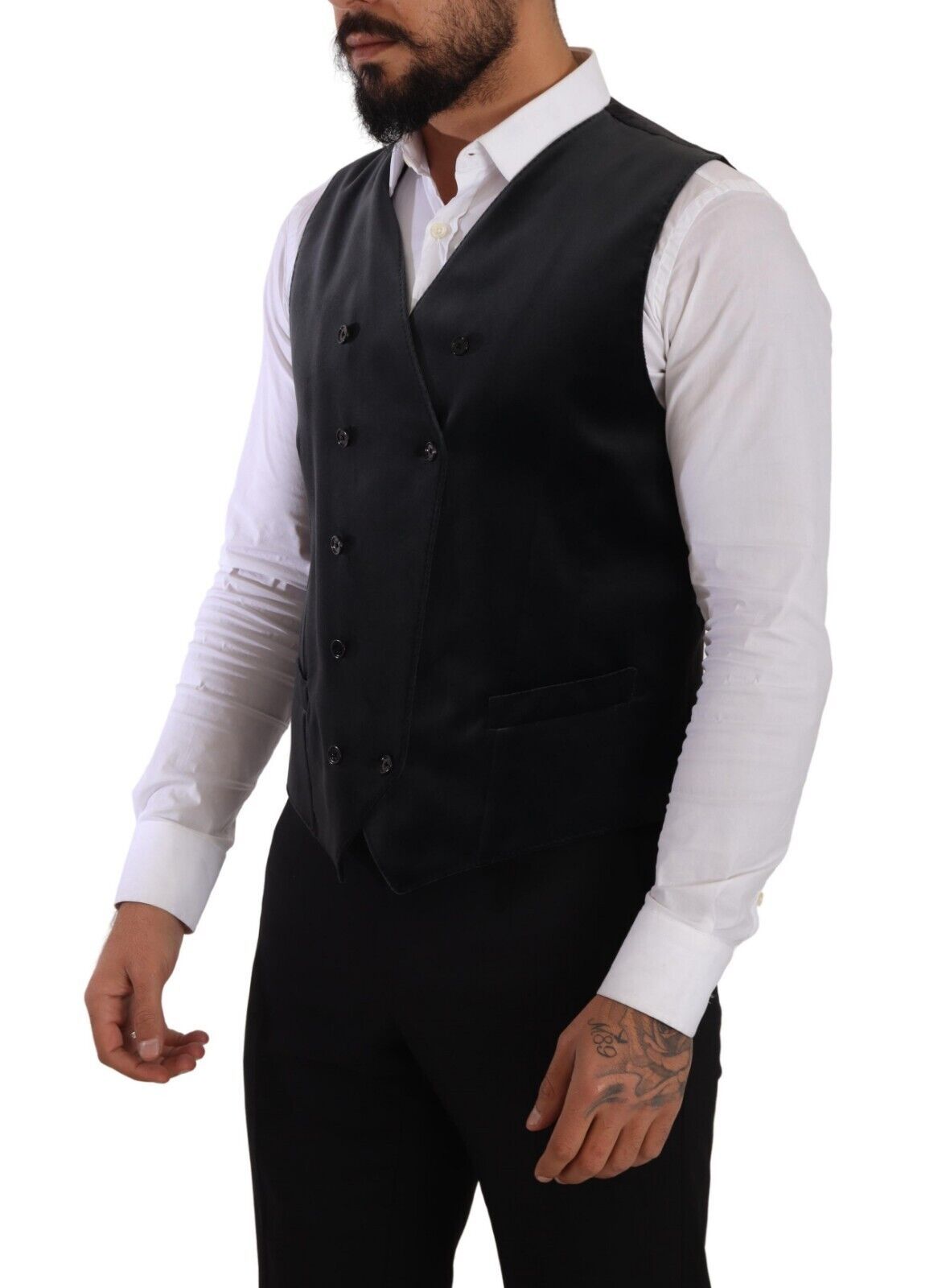 Dolce &amp; Gabbana Elegant gray double-breasted dress vest