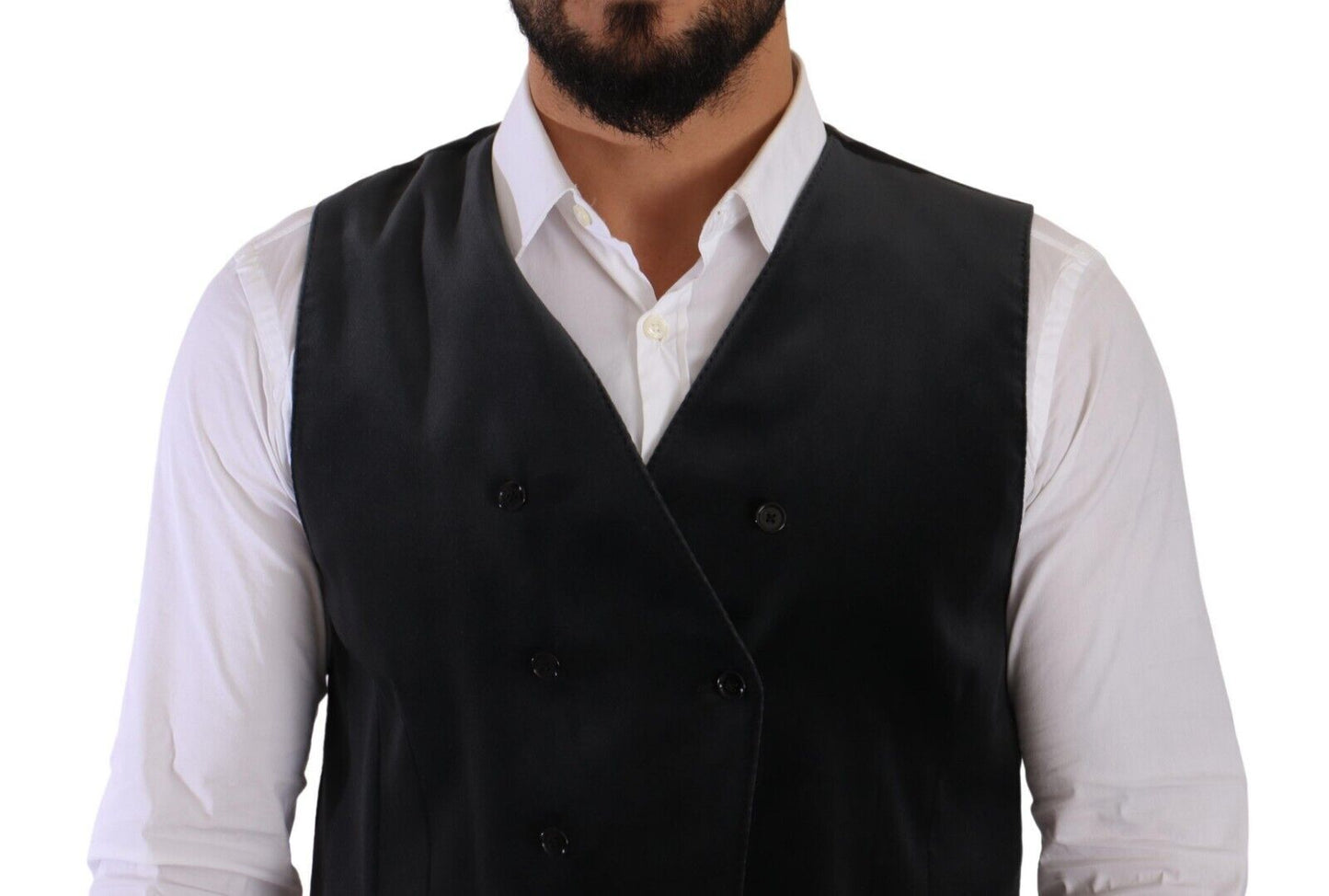 Dolce &amp; Gabbana Elegant gray double-breasted dress vest