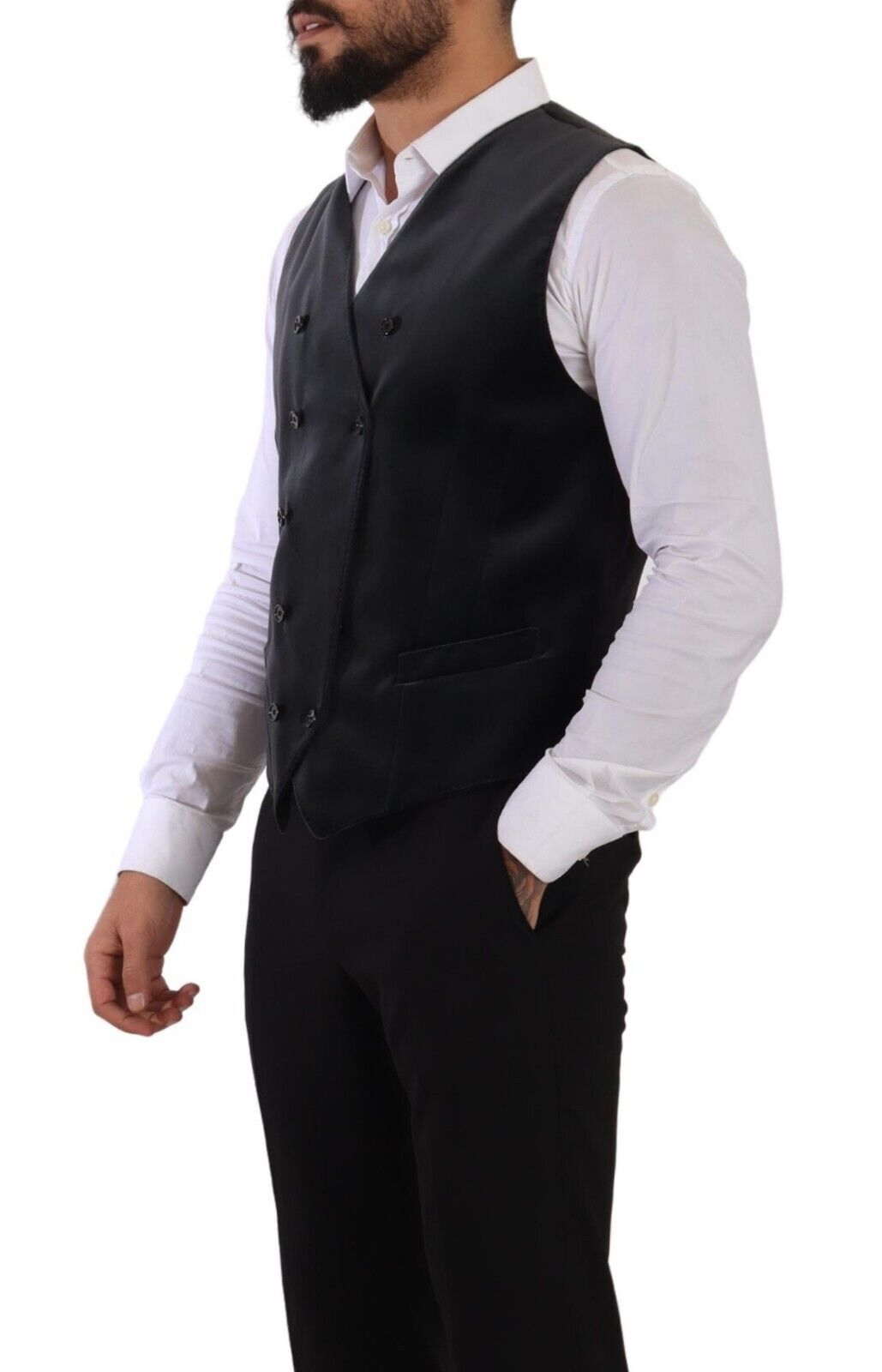 Dolce &amp; Gabbana Elegant gray double-breasted dress vest