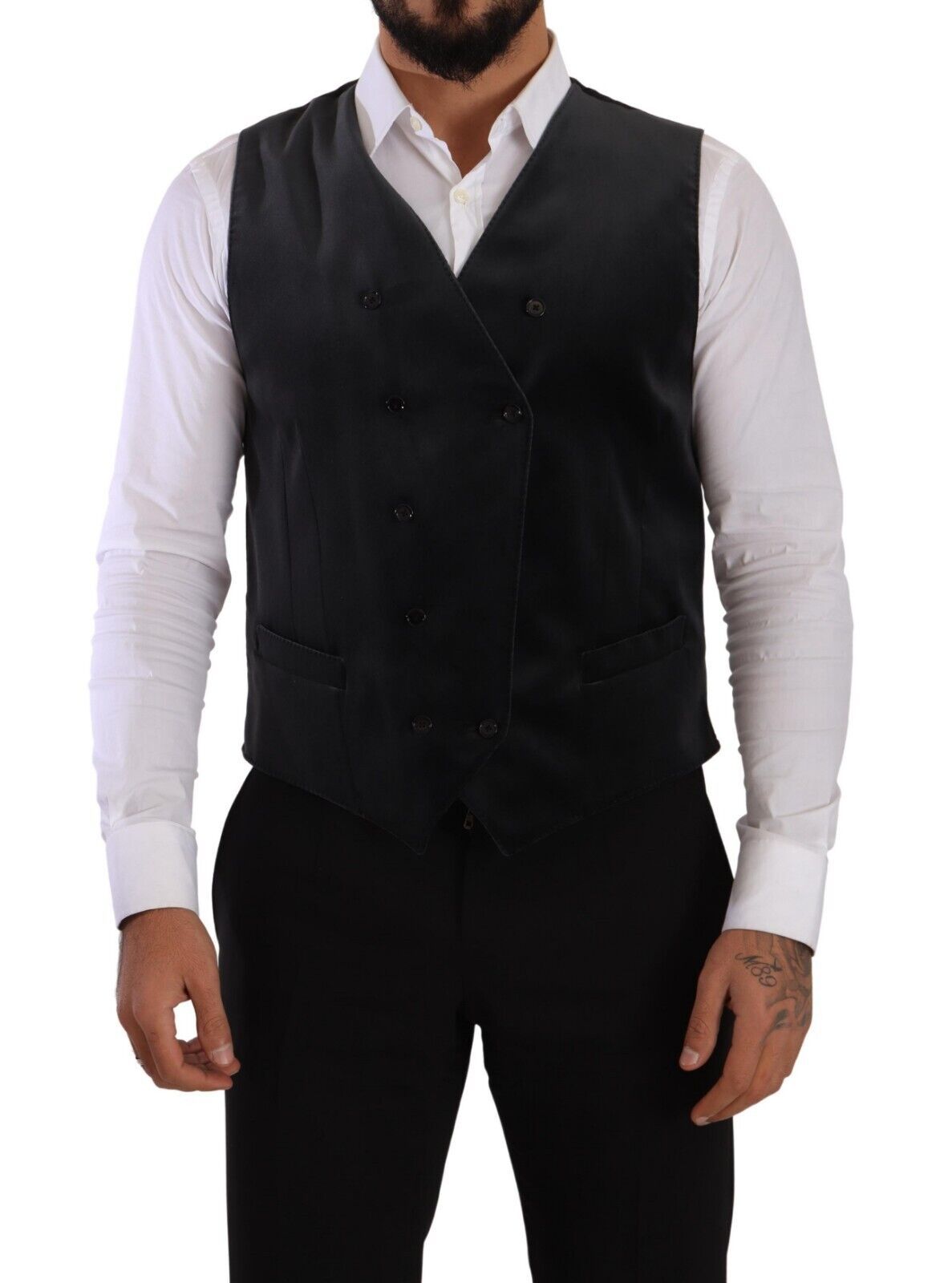 Dolce &amp; Gabbana Elegant gray double-breasted dress vest