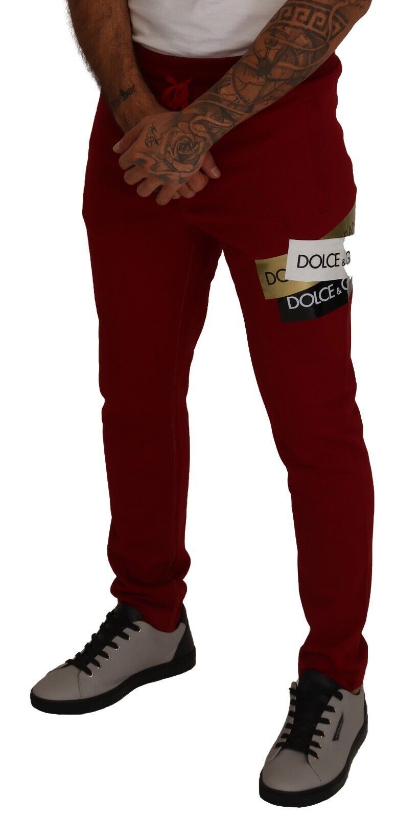 Dolce &amp; Gabbana Elegant red jogging pants with drawstring closure