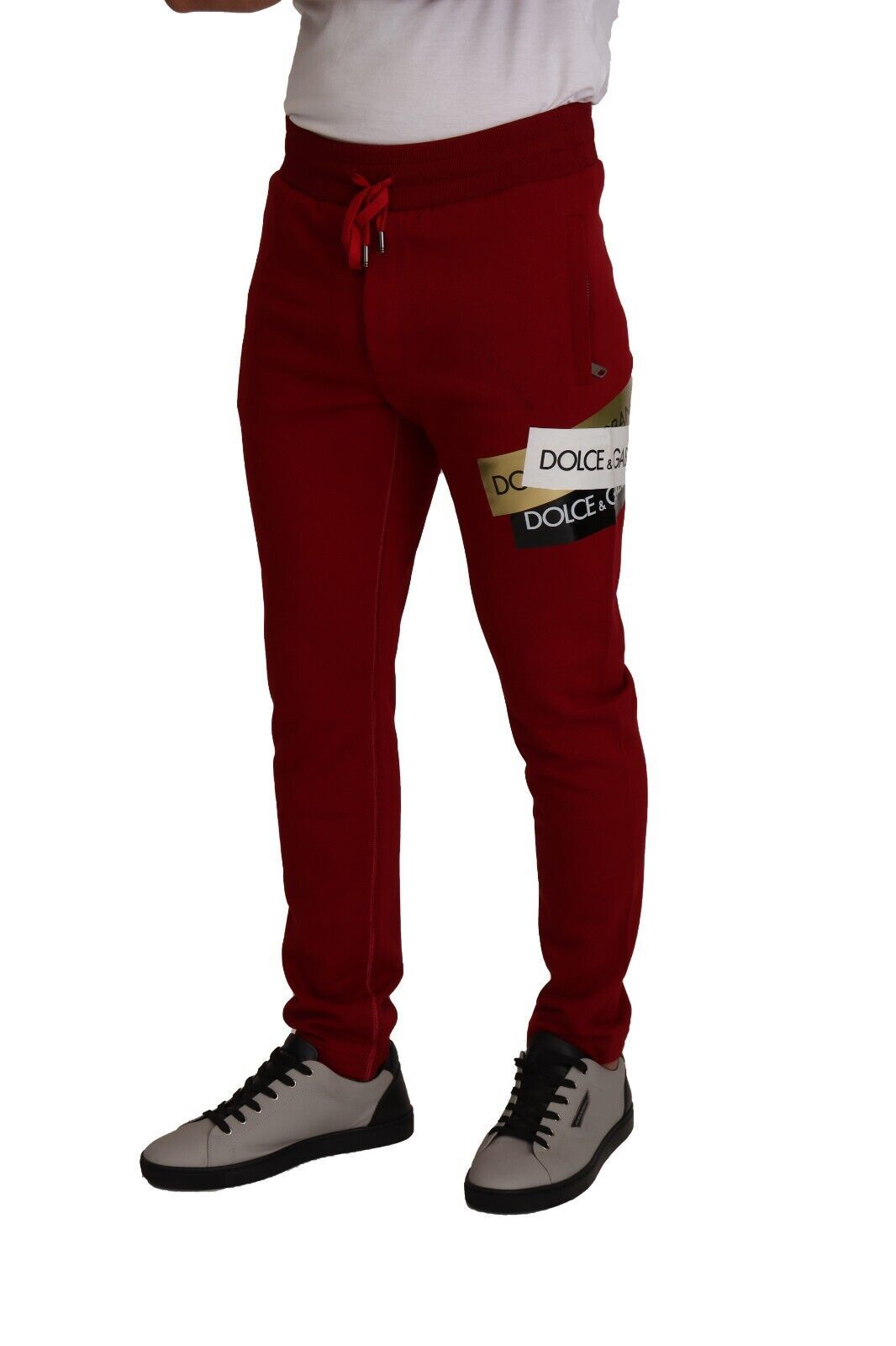 Dolce &amp; Gabbana Elegant red jogging pants with drawstring closure