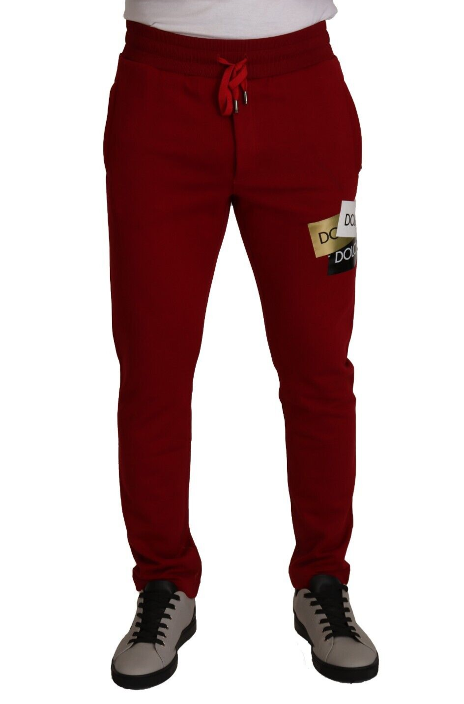 Dolce &amp; Gabbana Elegant red jogging pants with drawstring closure