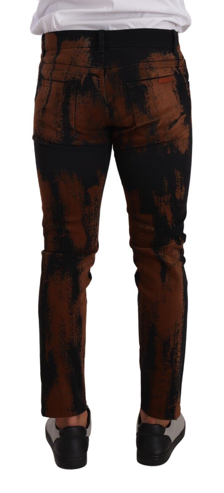 Dolce & Gabbana Schicke schwarz-braune Tie-Dye Slim Fit Jeans