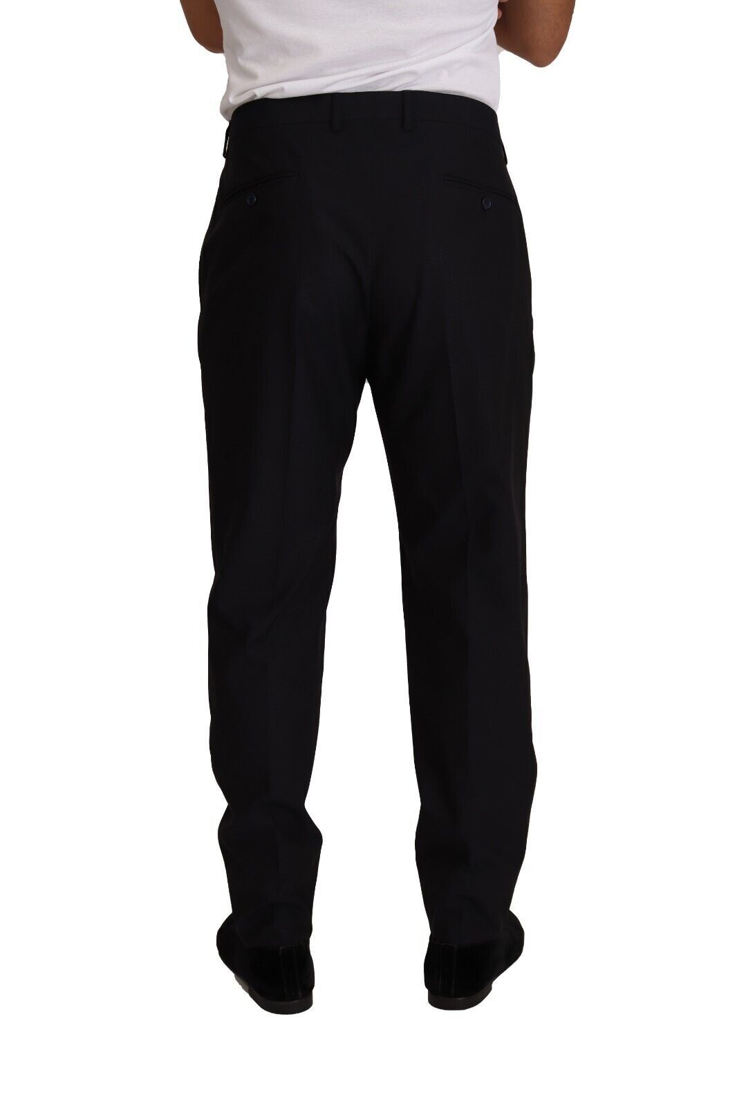 Dolce &amp; Gabbana Elegant dark blue tuxedo trousers made of wool and silk