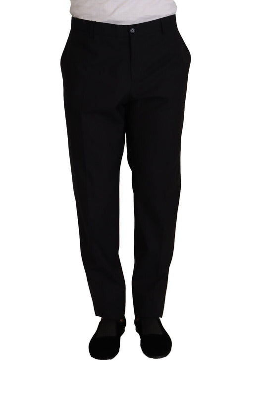 Dolce &amp; Gabbana Elegant dark blue tuxedo trousers made of wool and silk