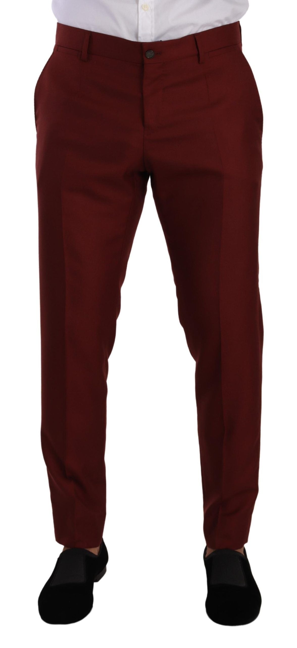 Dolce &amp; Gabbana Elegant Red Cashmere Silk Dress Pants