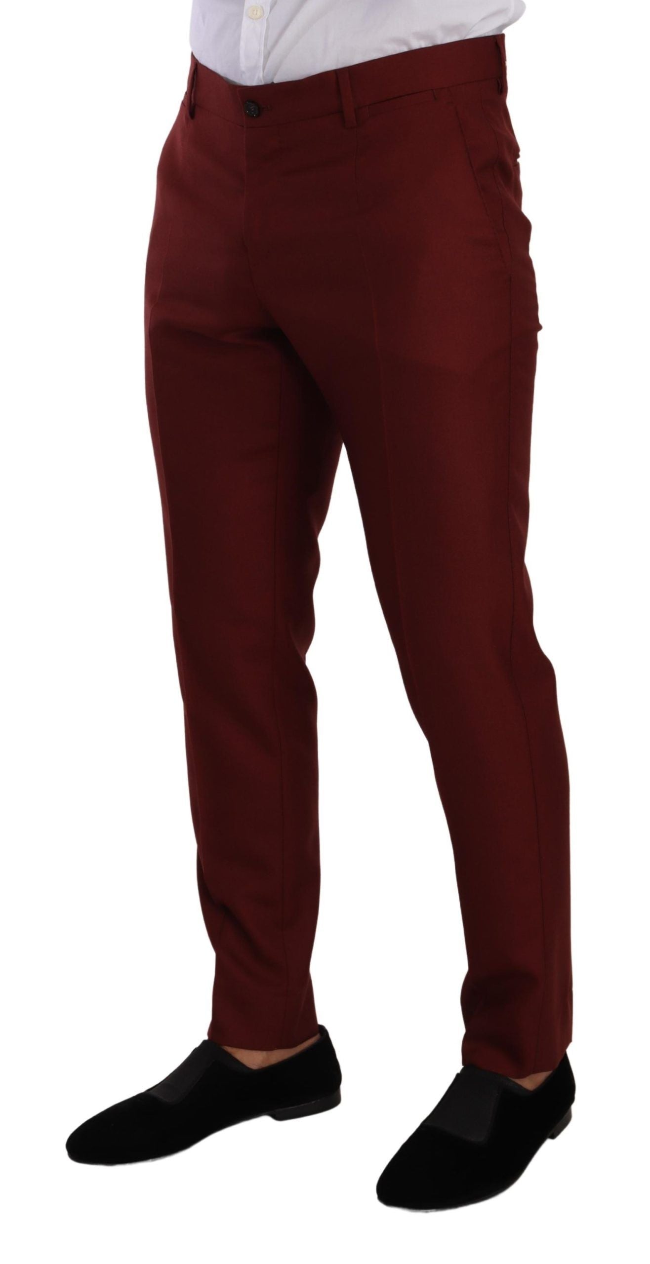 Dolce &amp; Gabbana Elegant Red Cashmere Silk Dress Pants