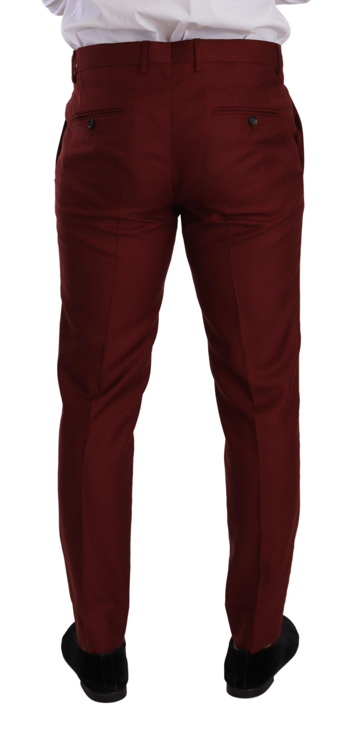 Dolce &amp; Gabbana Elegant Red Cashmere Silk Dress Pants