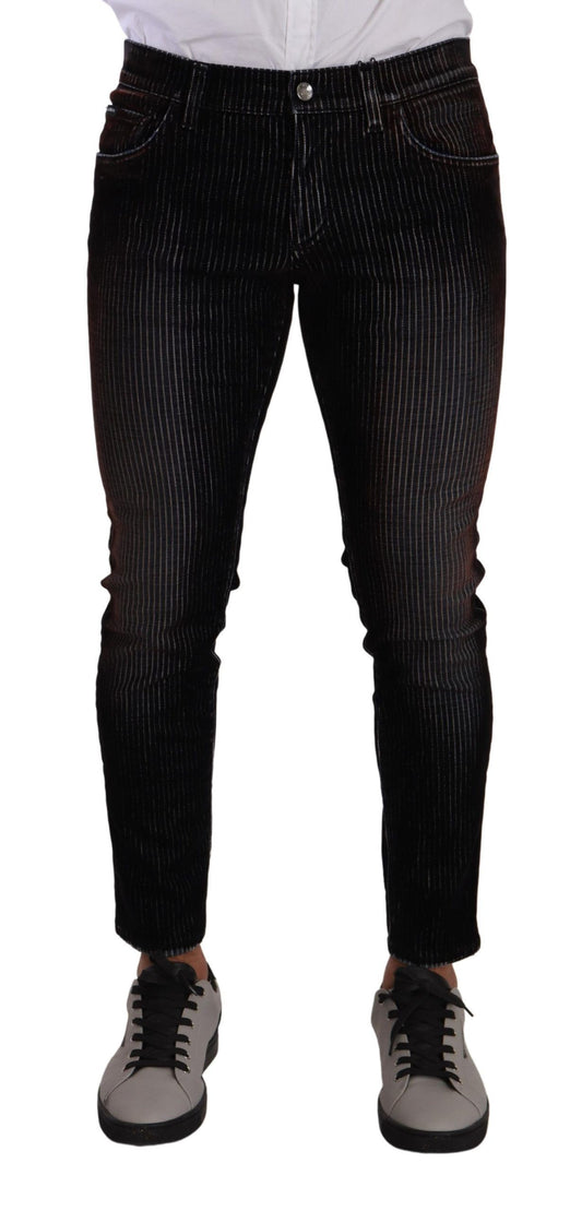 Dolce &amp; Gabbana Elegant striped black slim fit denim