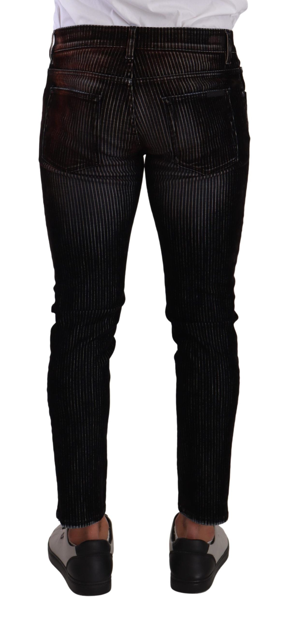 Dolce &amp; Gabbana Elegant striped black slim fit denim