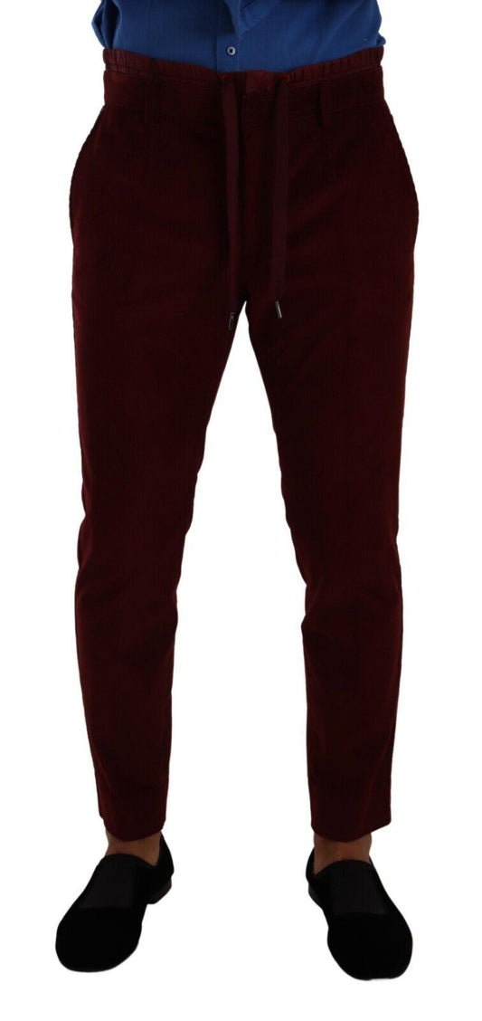 Dolce &amp; Gabbana Elegant burgundy velvet dress pants