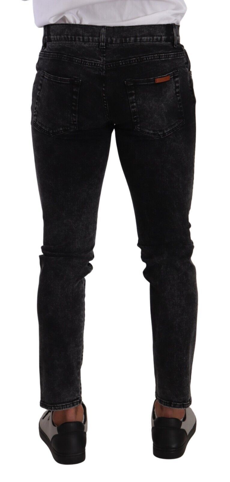 Dolce & Gabbana Schmal geschnittene Designer-Jeans in Schwarzgrau