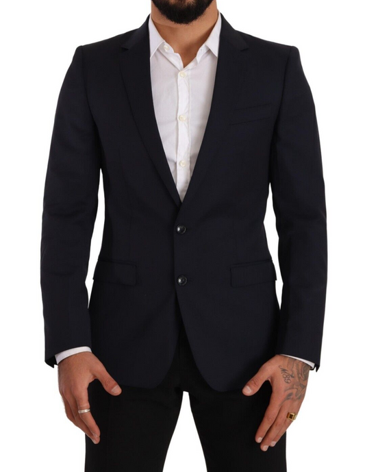 Dolce &amp; Gabbana Simple Navy Martini Slim Fit Wool Blazer