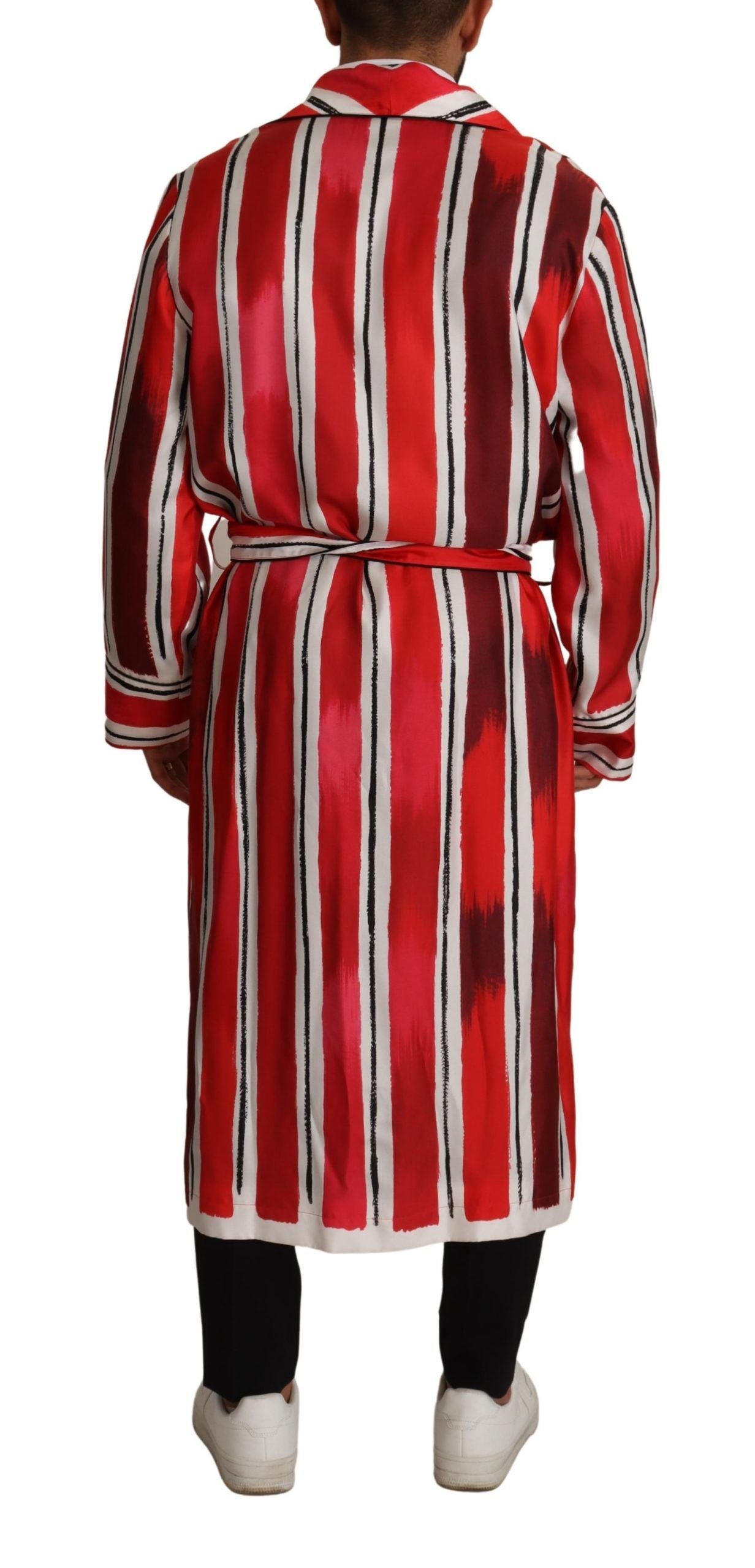 Dolce &amp; Gabbana Chic Striped Silk Nightwear Robe