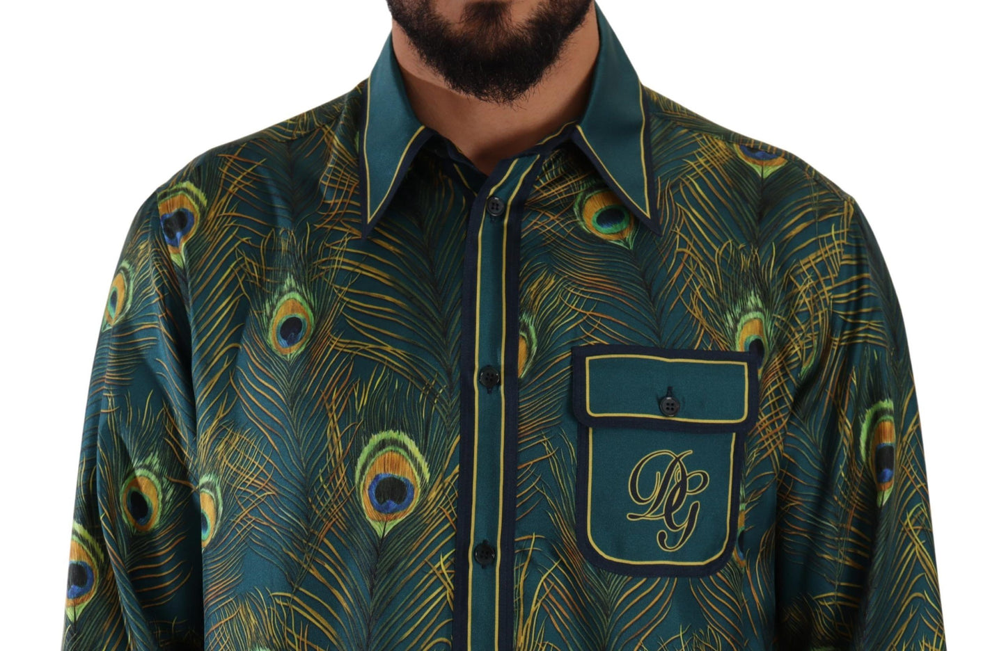 Dolce &amp; Gabbana silk shirt with peacock feather print