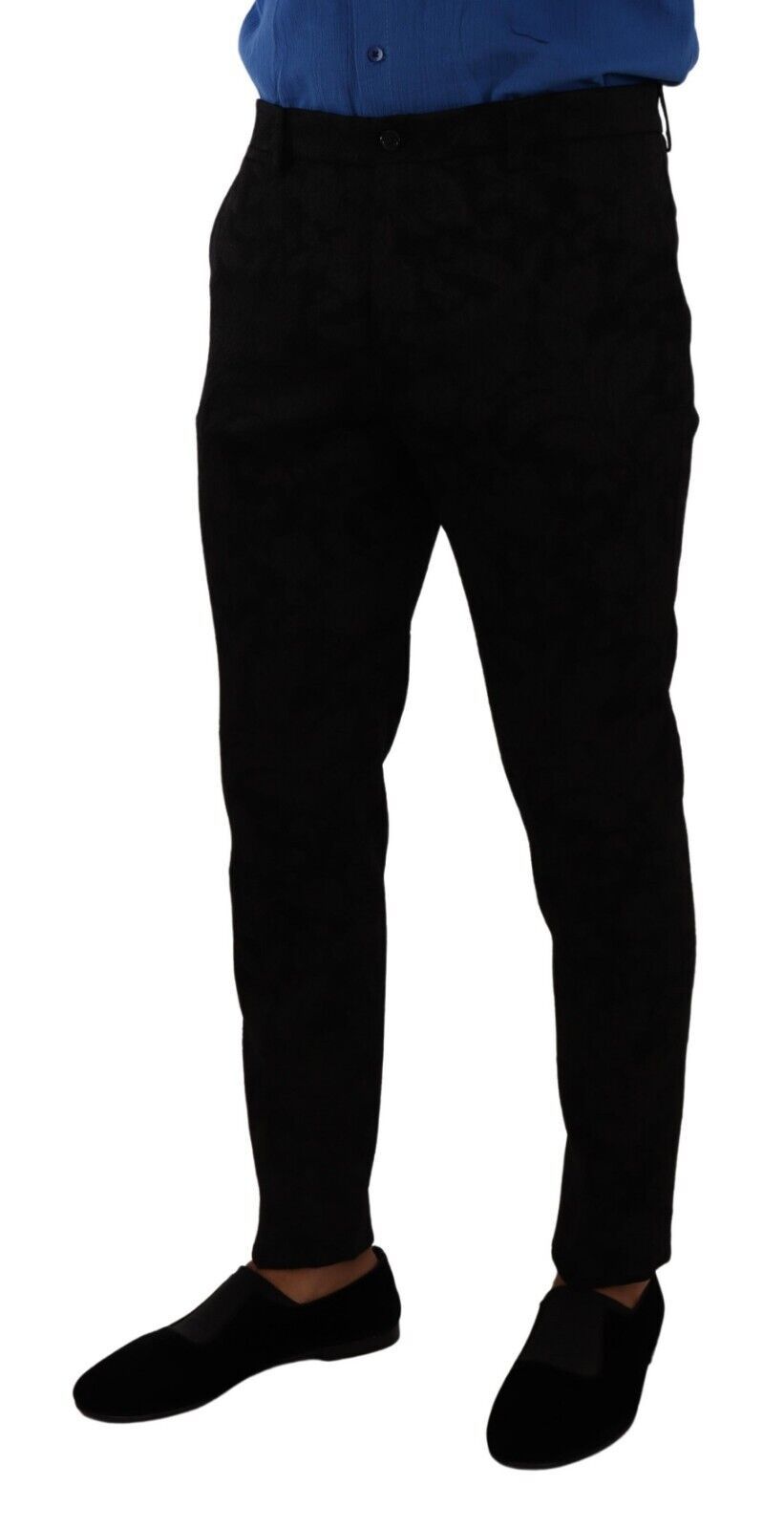 Dolce &amp; Gabbana Elegant slim fit dress pants in black brocade