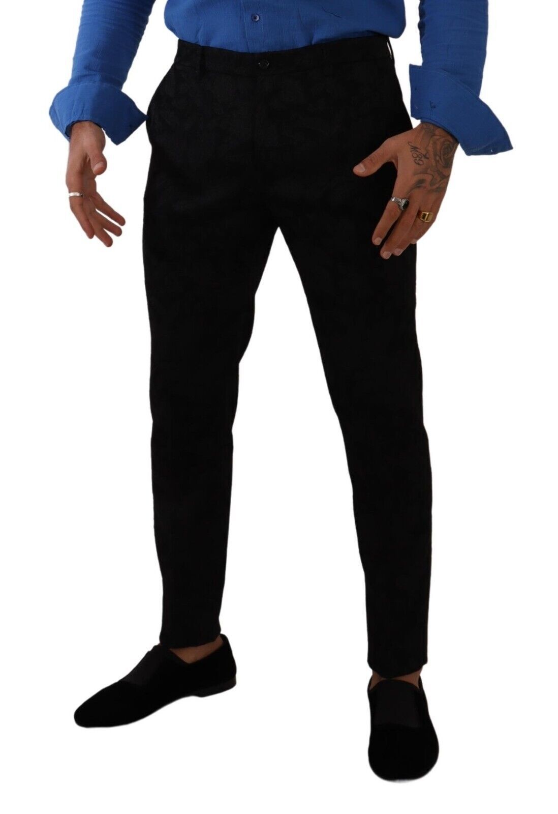 Dolce &amp; Gabbana Elegant slim fit dress pants in black brocade