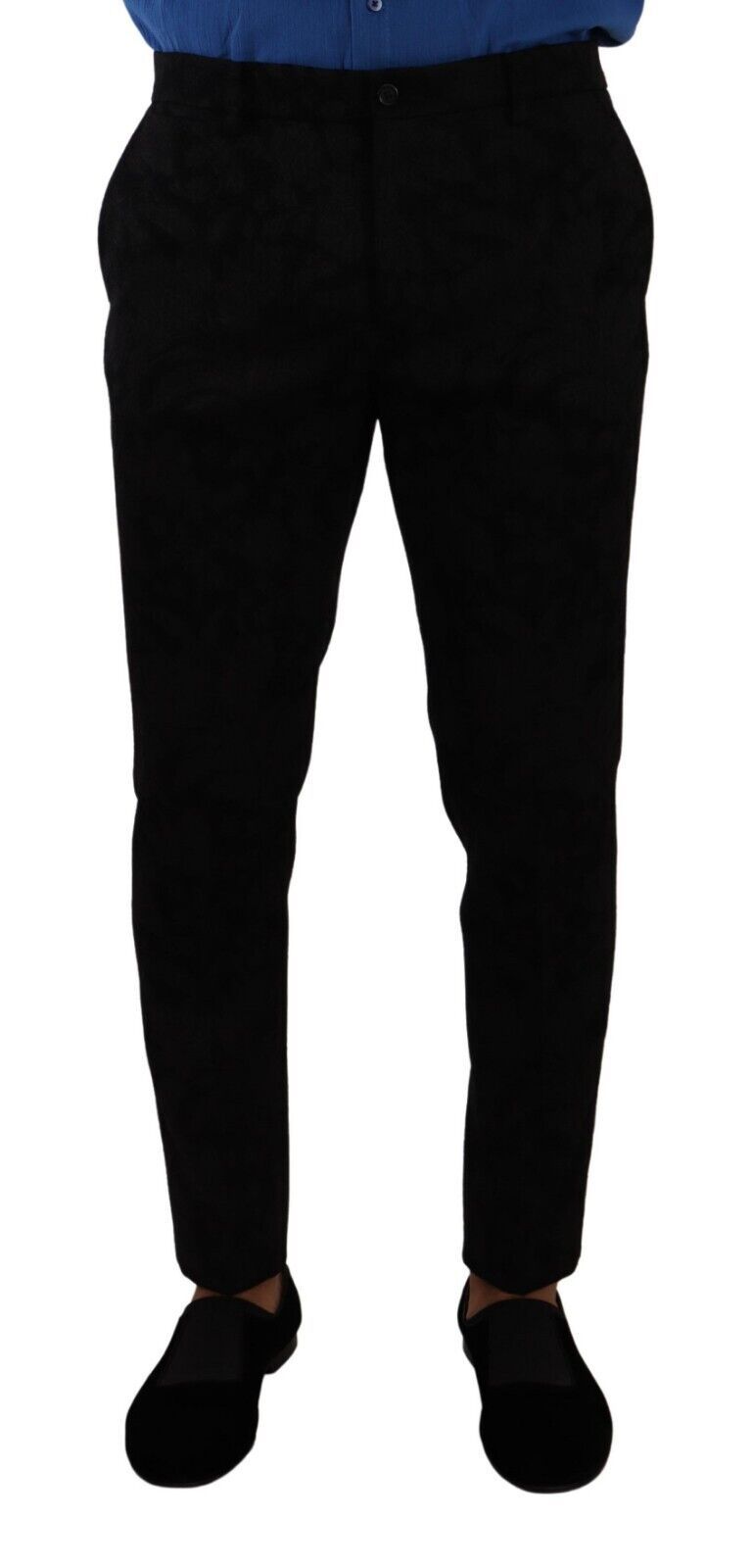 Dolce &amp; Gabbana Elegant slim fit dress pants in black brocade