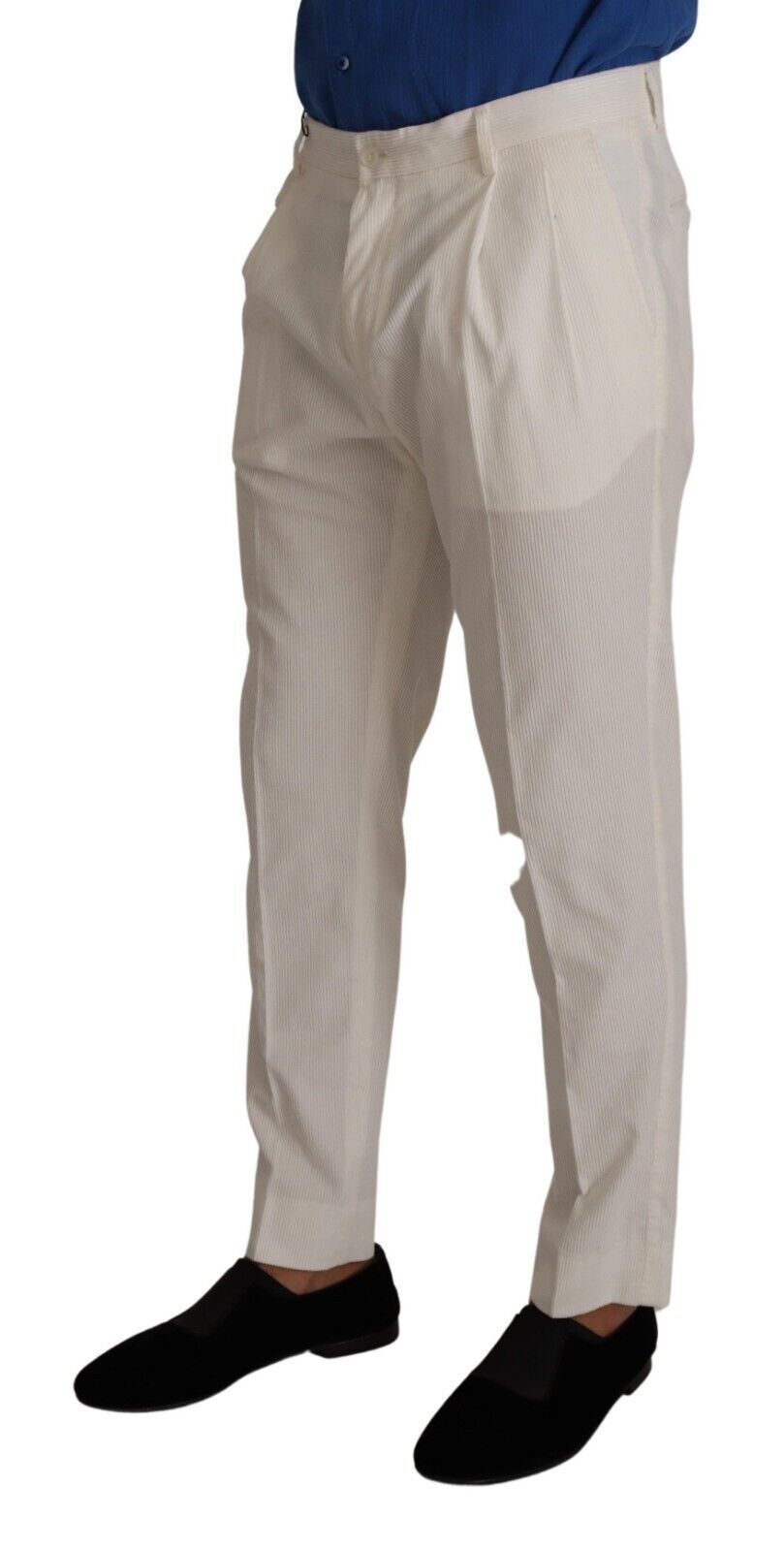 Dolce &amp; Gabbana Elegant tapered corduroy trousers in off white