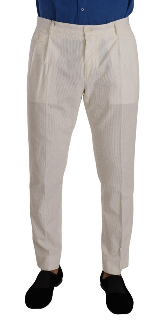 Dolce &amp; Gabbana Elegant tapered corduroy trousers in off white