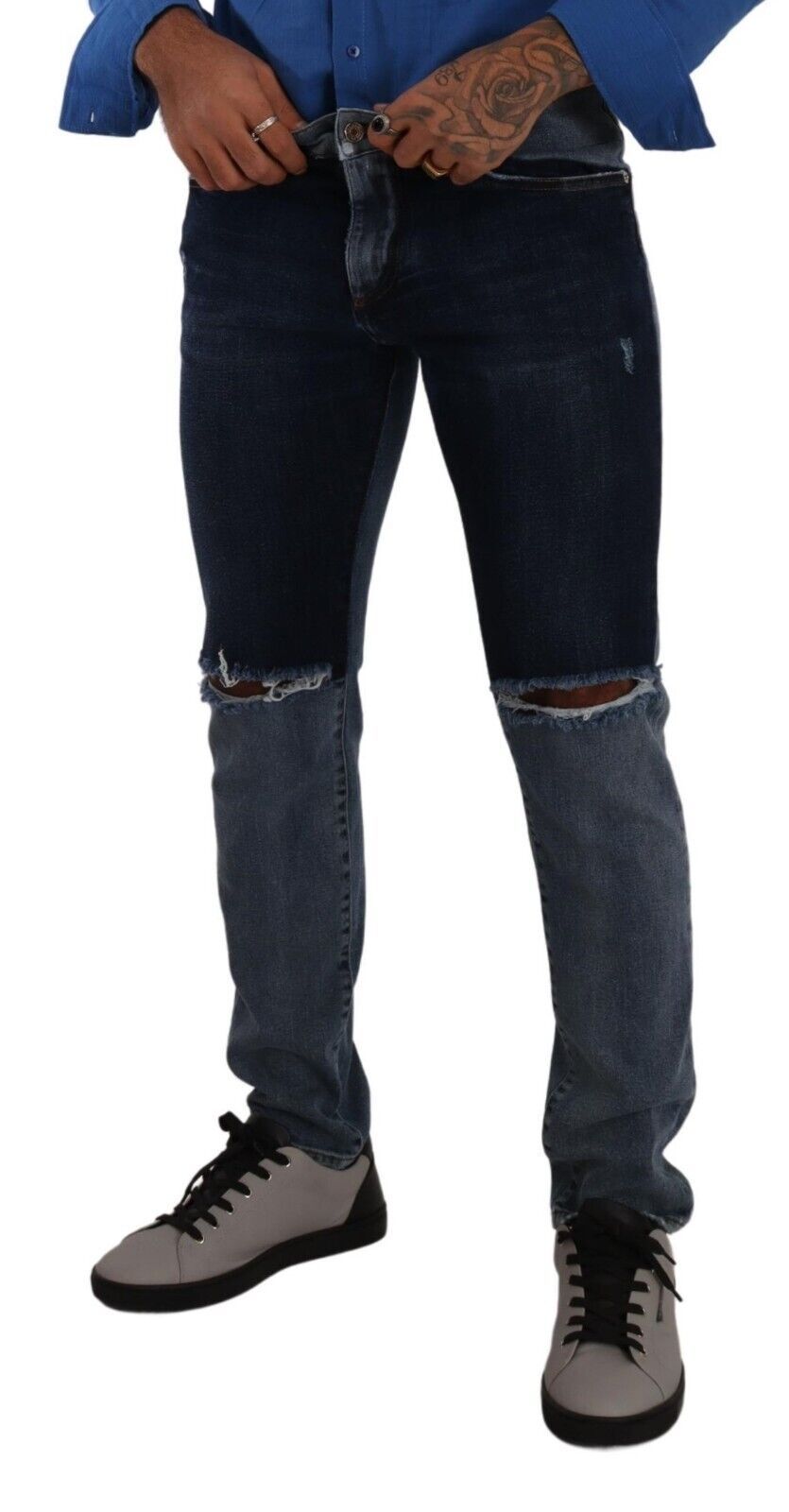 Dolce & Gabbana Schicke Slim Fit Zerrissene Denim