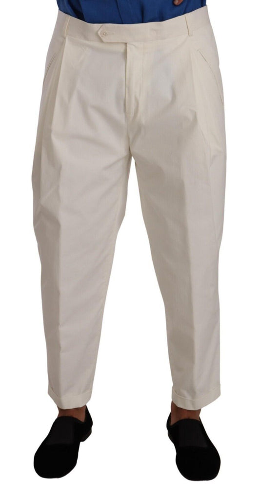 Dolce &amp; Gabbana Elegant White Cotton Stretch Dress Pants