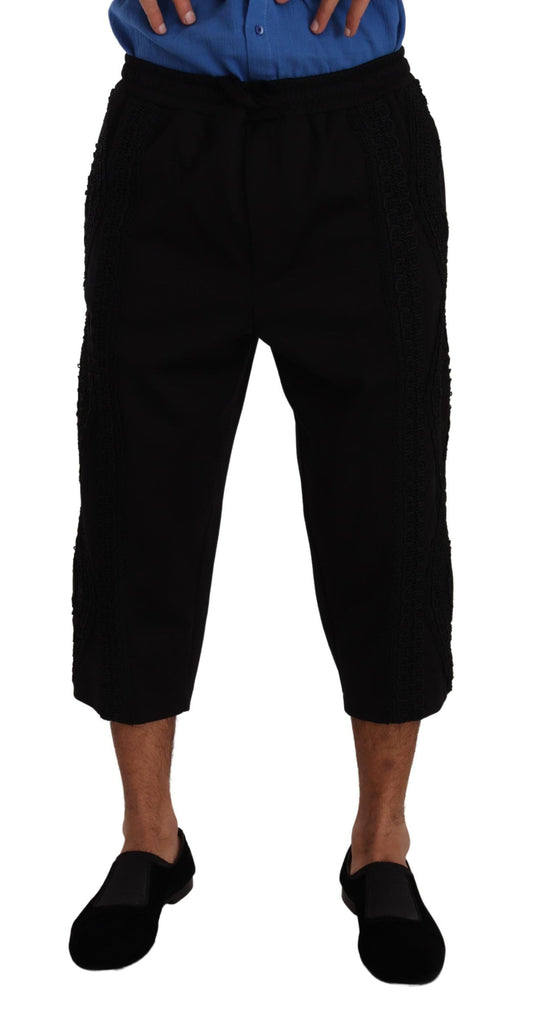 Dolce &amp; Gabbana Elegant Black Cotton Blend Cropped Pants