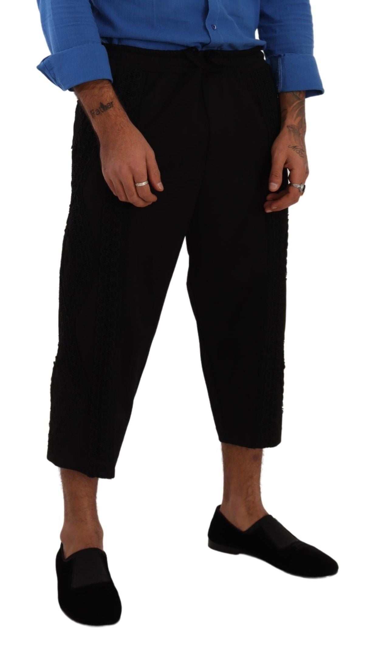 Dolce &amp; Gabbana Elegant Black Cotton Blend Cropped Pants