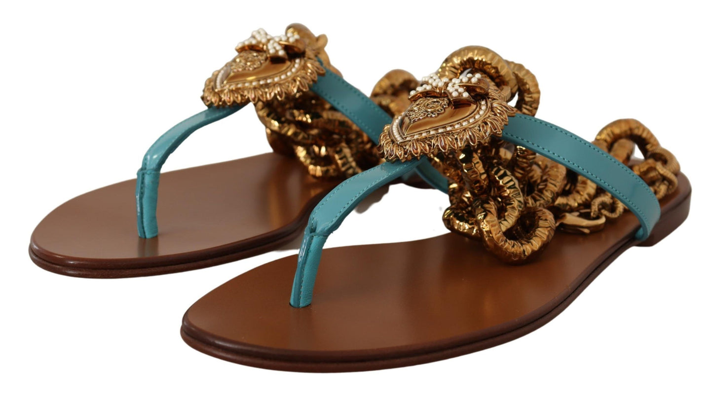 Dolce &amp; Gabbana Chic gladiator flats with heart devotional detail