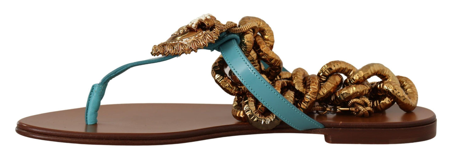 Dolce &amp; Gabbana Chic gladiator flats with heart devotional detail