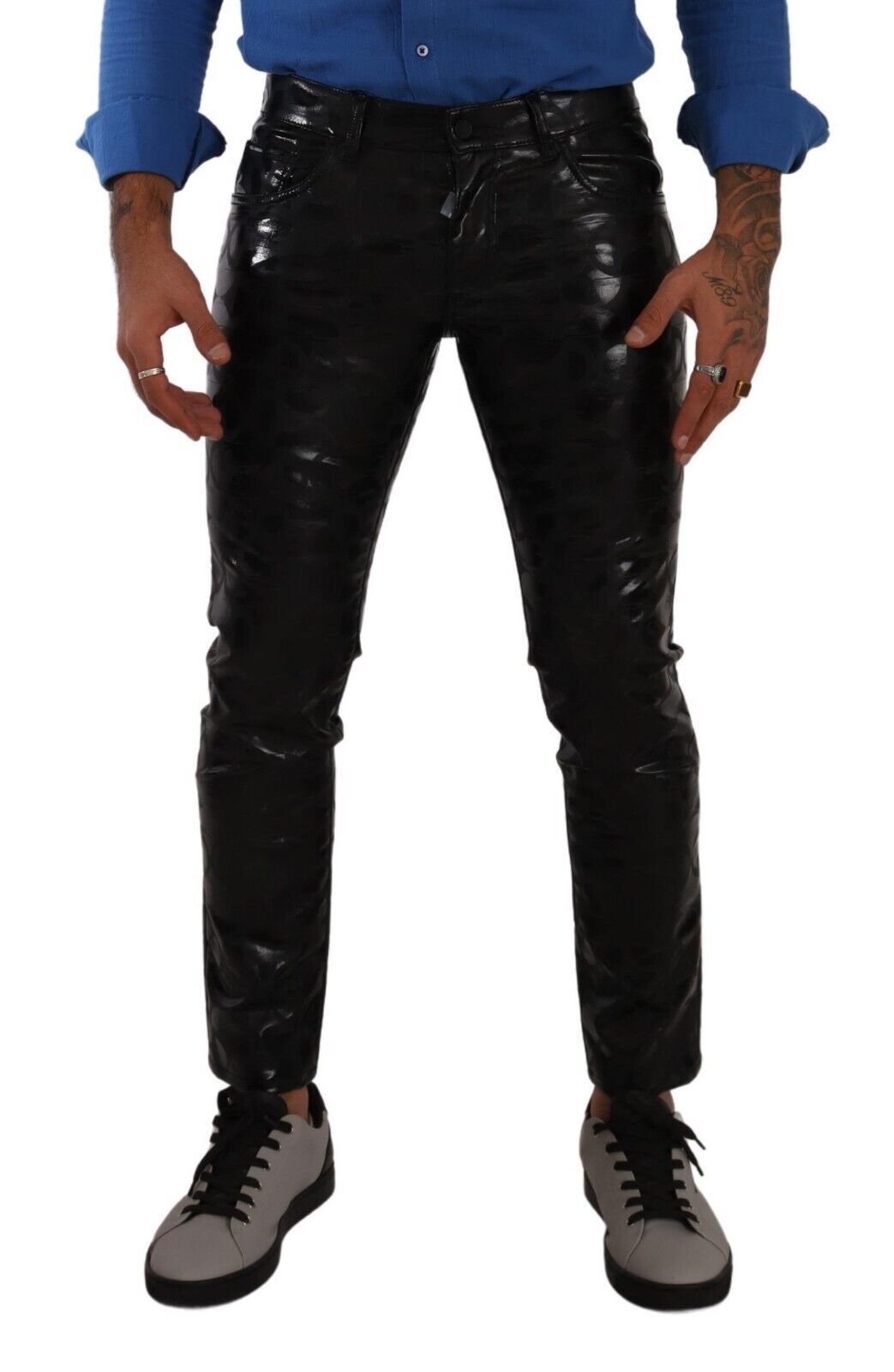 Dolce &amp; Gabbana Elegant Black Logo Skinny Pants