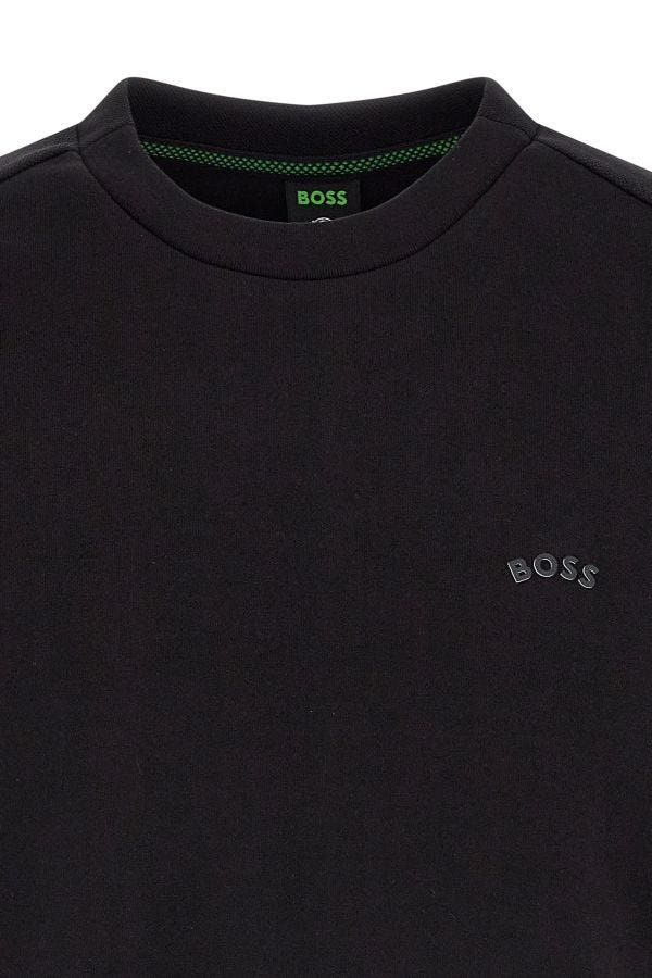 Hugo Boss Elegant round neck sweatshirt in black cotton