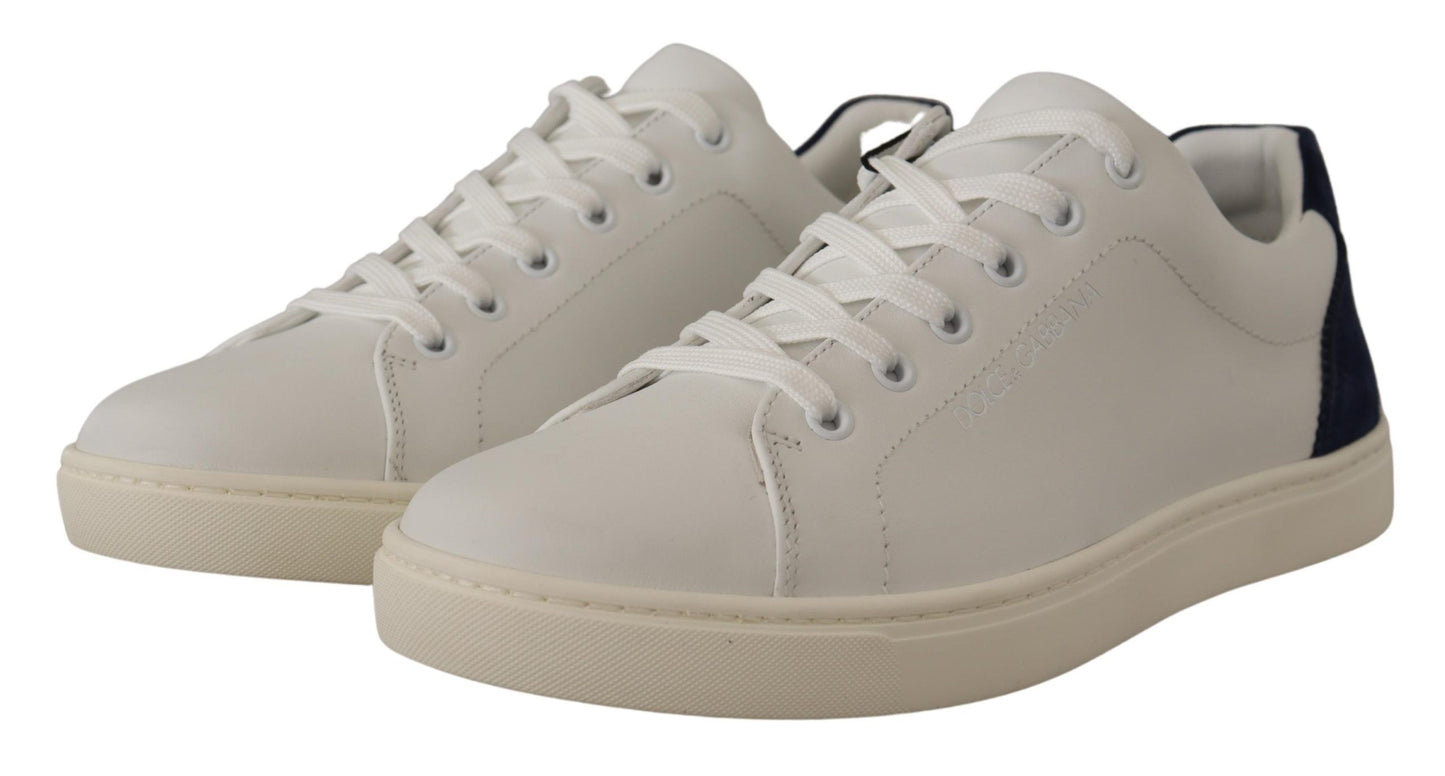 Dolce &amp; Gabbana Elegant low-top leather sneakers in white and blue