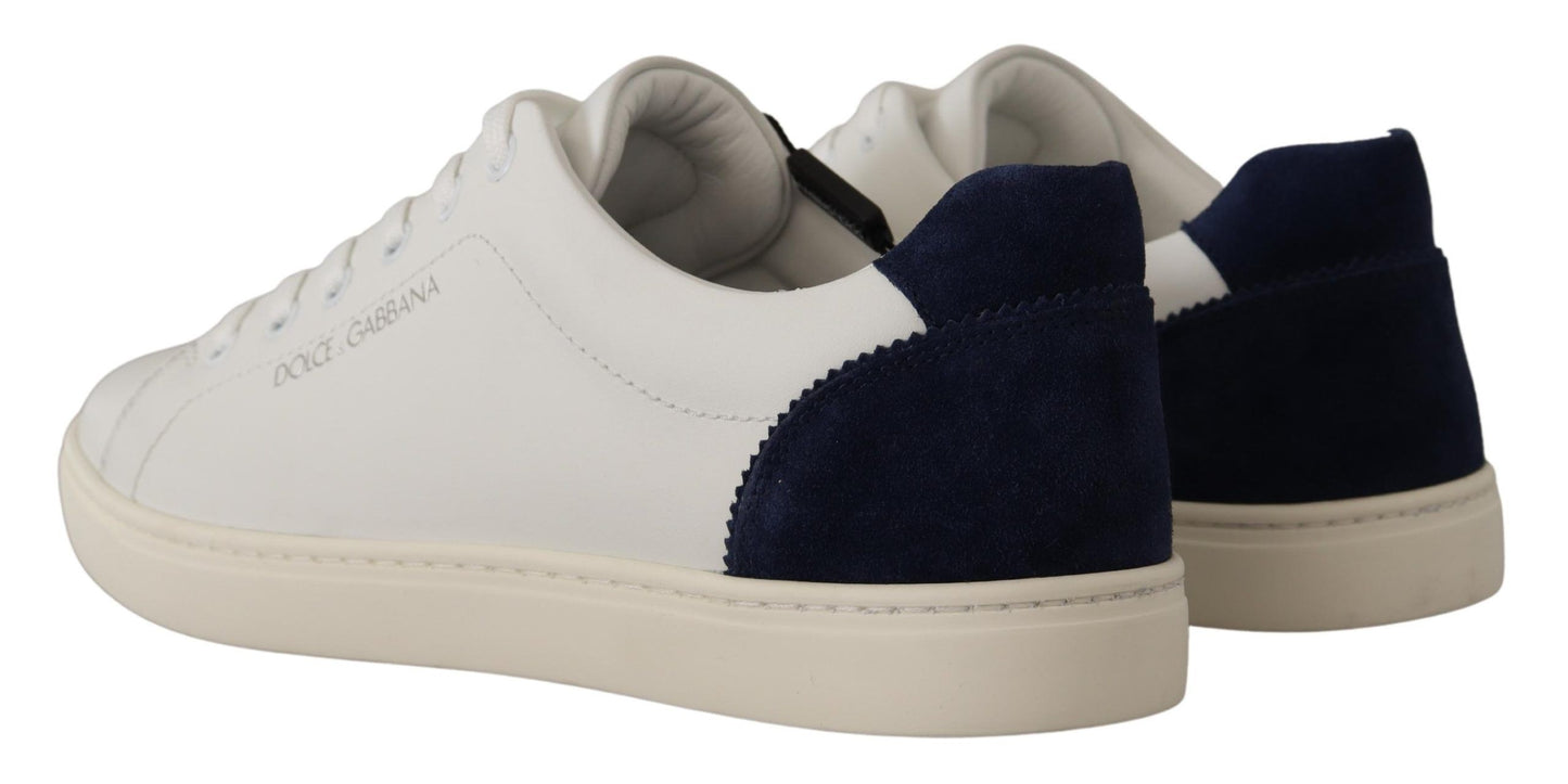 Dolce &amp; Gabbana Elegant low-top leather sneakers in white and blue