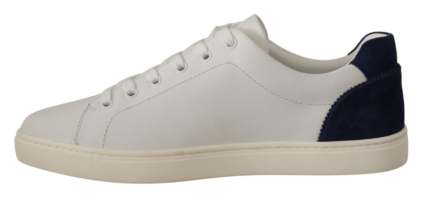 Dolce &amp; Gabbana Elegant low-top leather sneakers in white and blue