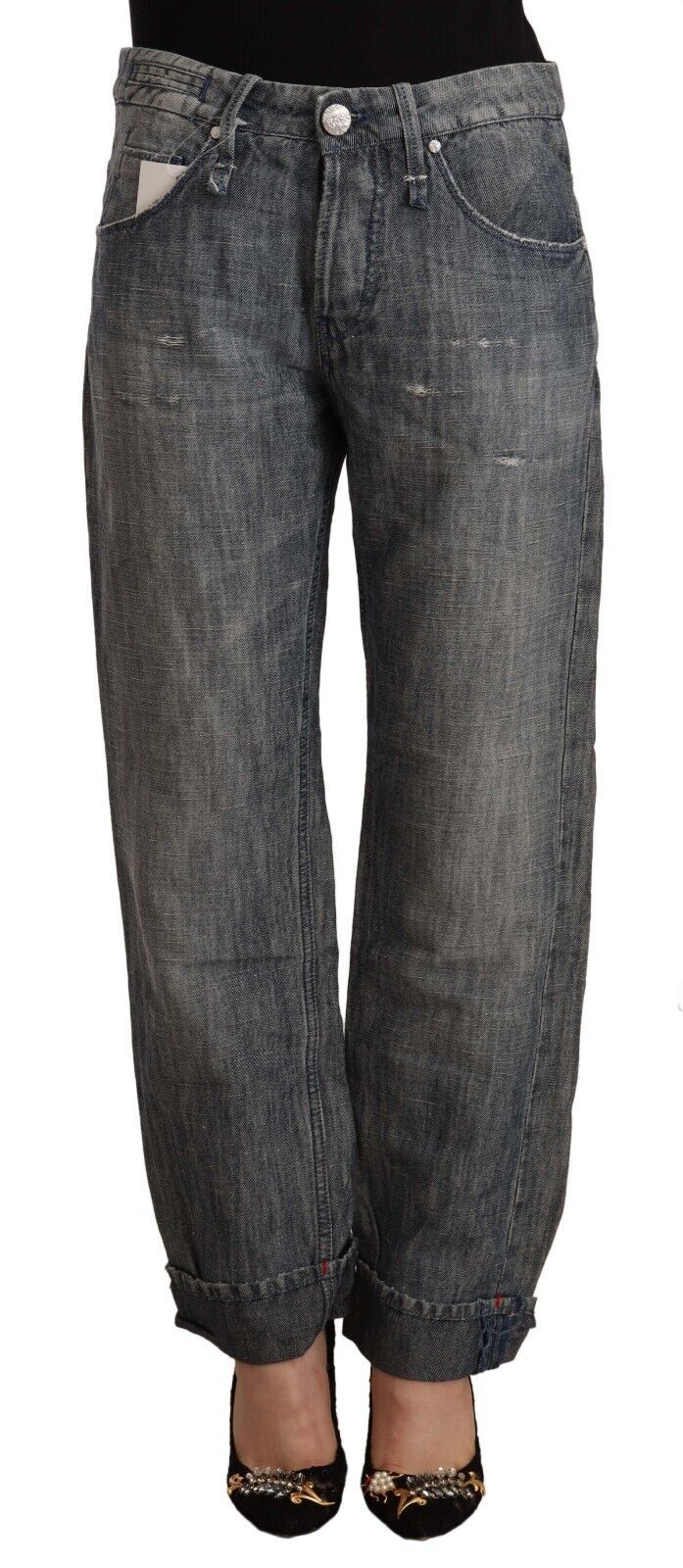 Eight chic grey straight fit jeans made of ramie cotton