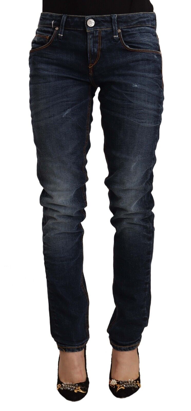 Acht Chic Slim Fit Blau gewaschener Denim