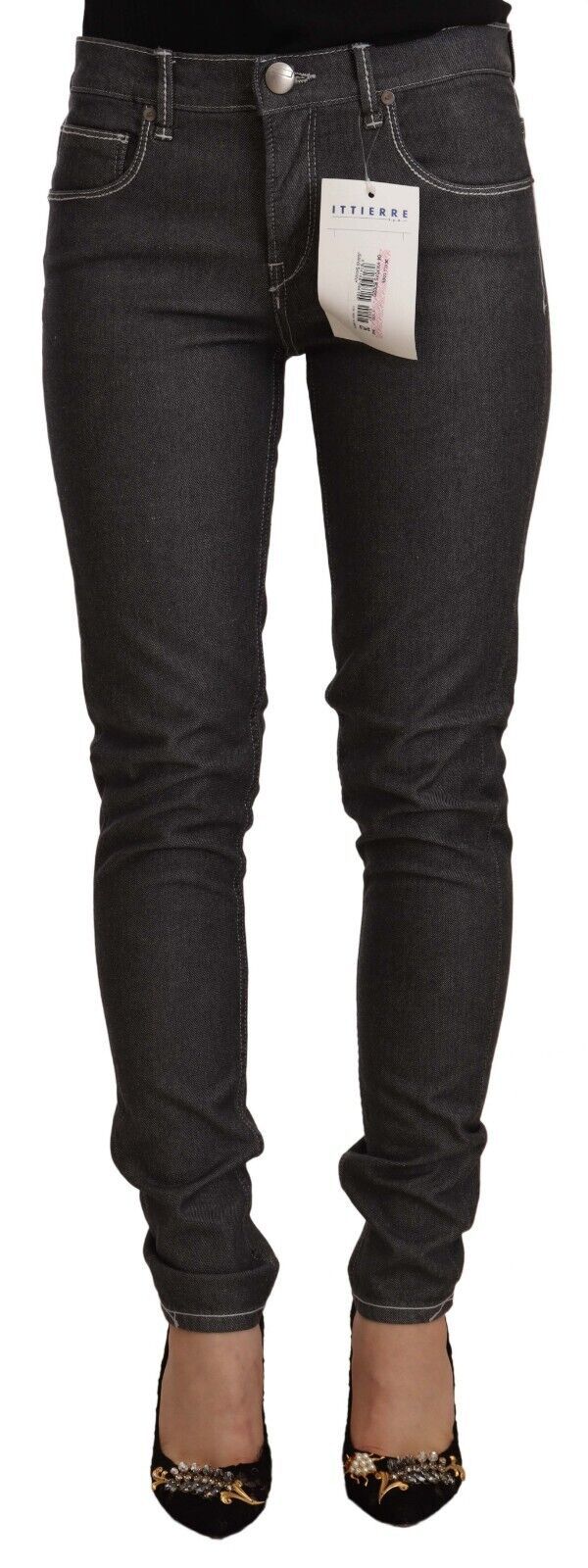 Eight Chic Mid Waist Skinny Jeans in Black