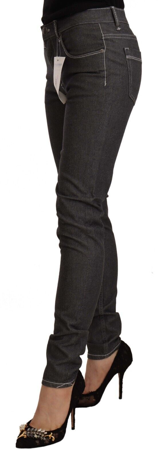 Eight Chic Mid Waist Skinny Jeans in Black