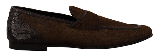 Dolce &amp; Gabbana Elegant brown loafers made of caiman leather