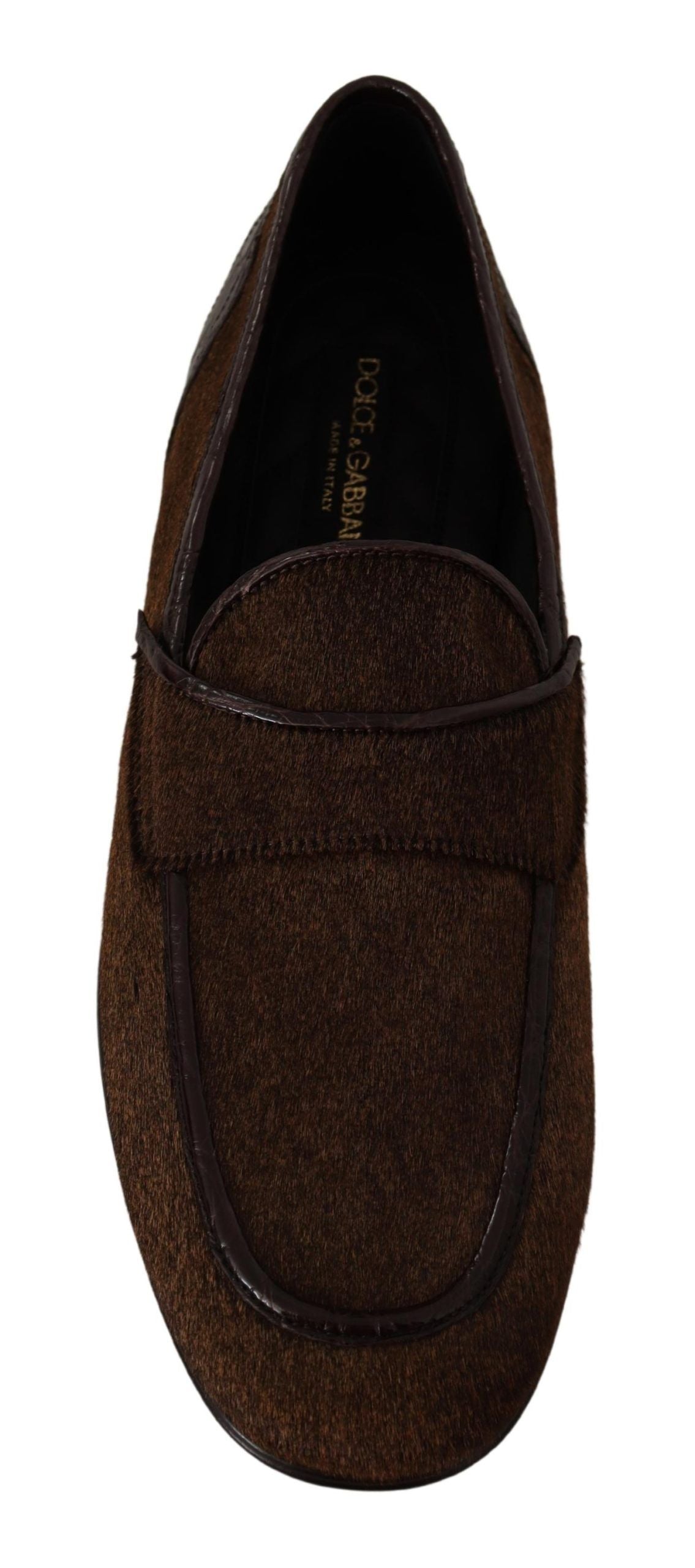 Dolce &amp; Gabbana Elegant brown loafers made of caiman leather