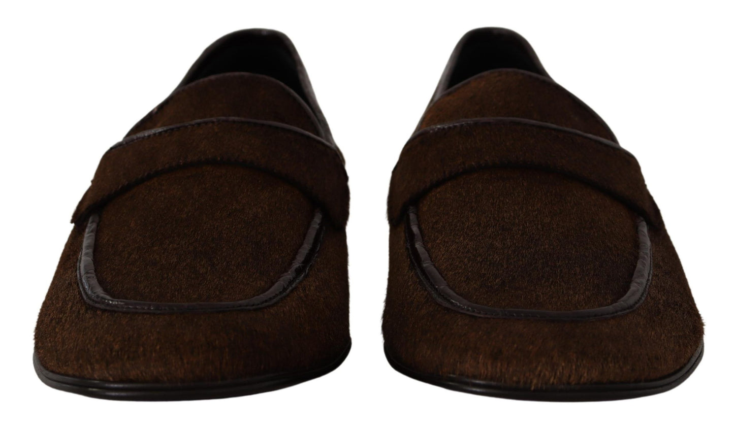 Dolce &amp; Gabbana Elegant brown loafers made of caiman leather