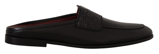 Dolce &amp; Gabbana Exquisite Leather Slides in Black and Burgundy