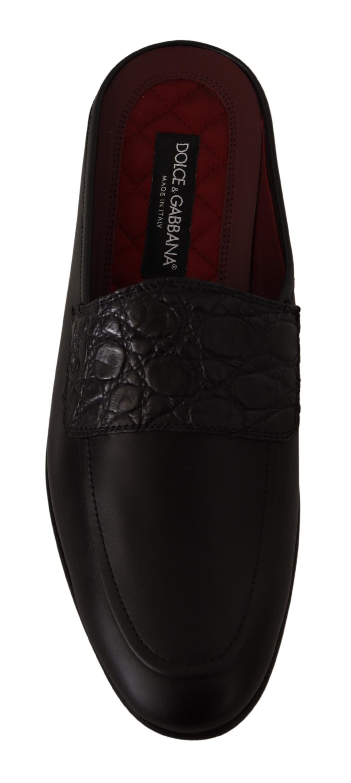 Dolce &amp; Gabbana Exquisite Leather Slides in Black and Burgundy